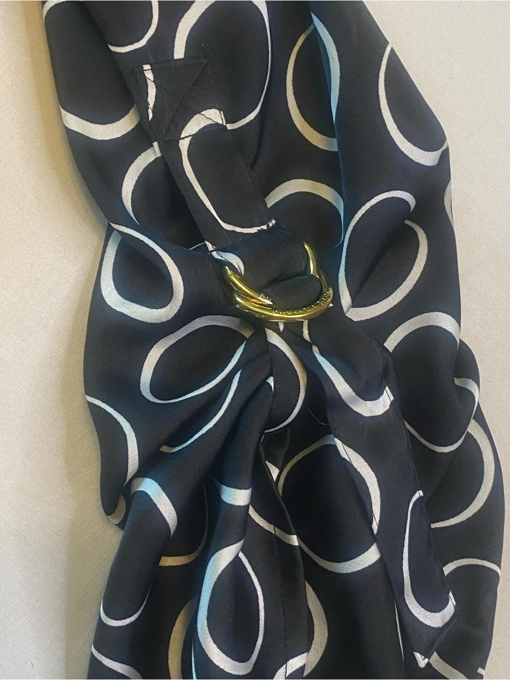 MICHAEL Michael Kors Elastic Waist Camp Long Sleeve Sz M Geometric Print Blouse